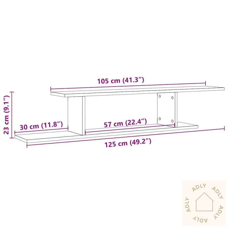 Veggmontert Tv-Hylle Artisan Eik 125X18X23 Cm Konstruert Tre