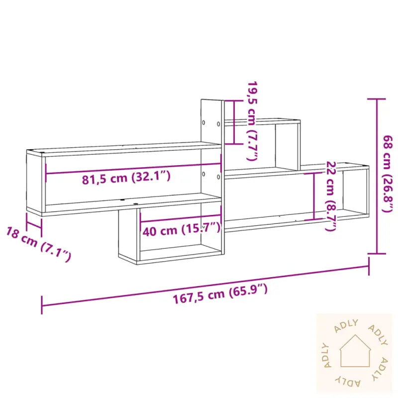 Vegghylle Artisan Eik 167,5X18X68 Cm Konstruert Tre
