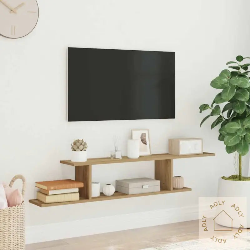 Veggmontert Tv-Hylle Artisan Eik 125X18X23 Cm Konstruert Tre