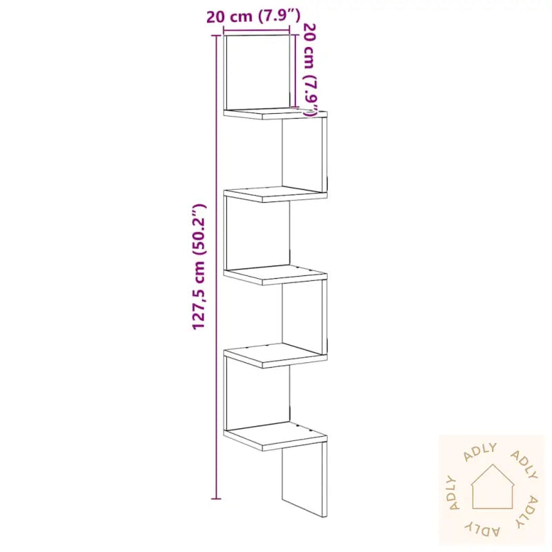Veggmontert Hylle Artisan Eik 20X20X127,5 Cm Konstruert Tre