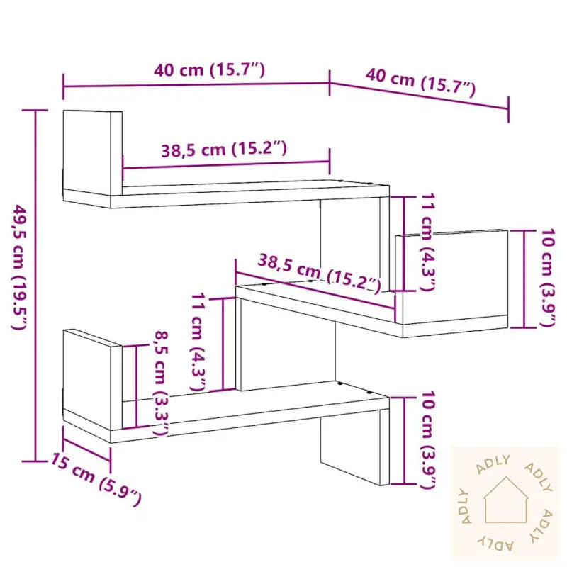 Veggmontert Hylle Artisan Eik 40X40X49,5 Cm Konstruert Tre