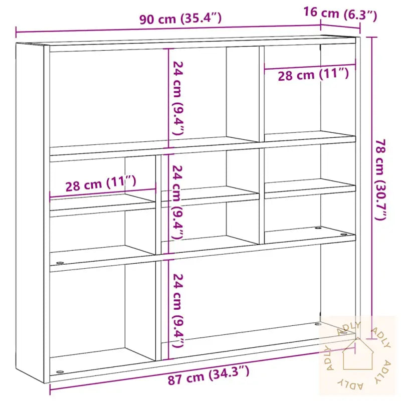 Vegghylle Artisan Eik 90X16X78 Cm Konstruert Tre