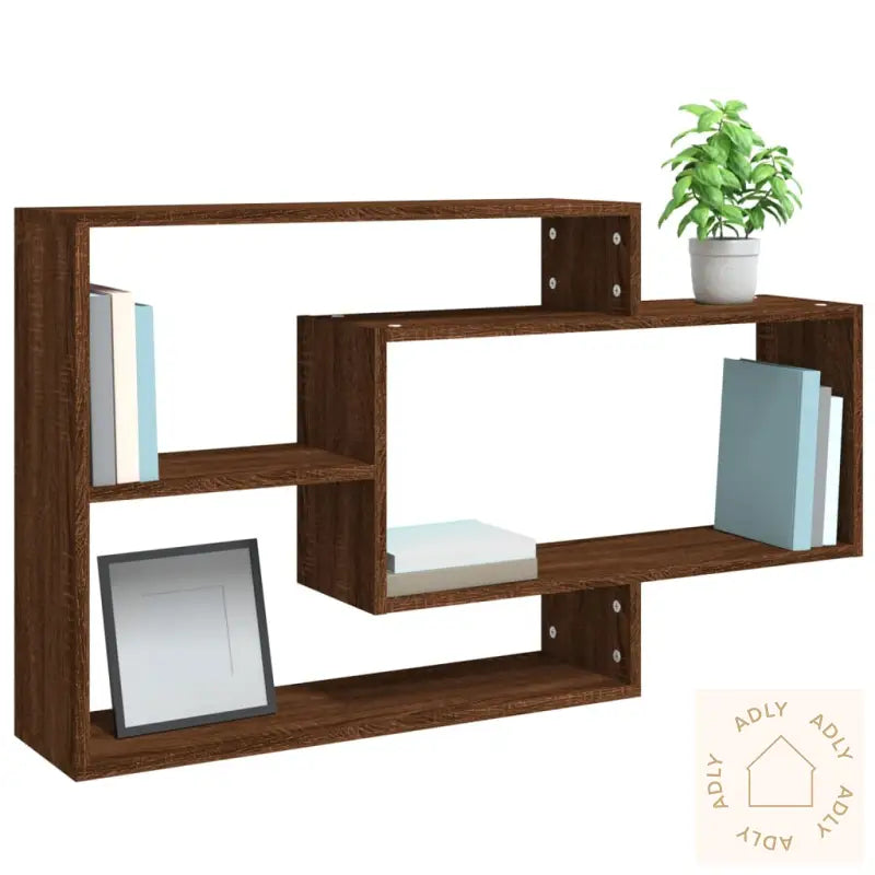 Vegghylle Brun Eik 104X20X58,5 Cm Konstruert Tre