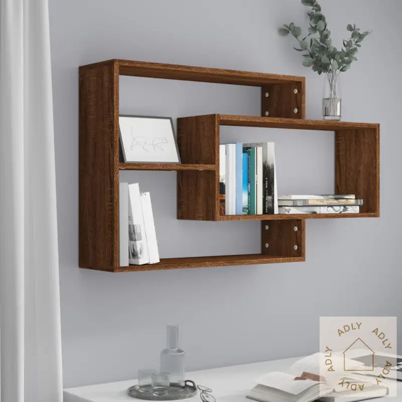 Vegghylle Brun Eik 104X20X58,5 Cm Konstruert Tre