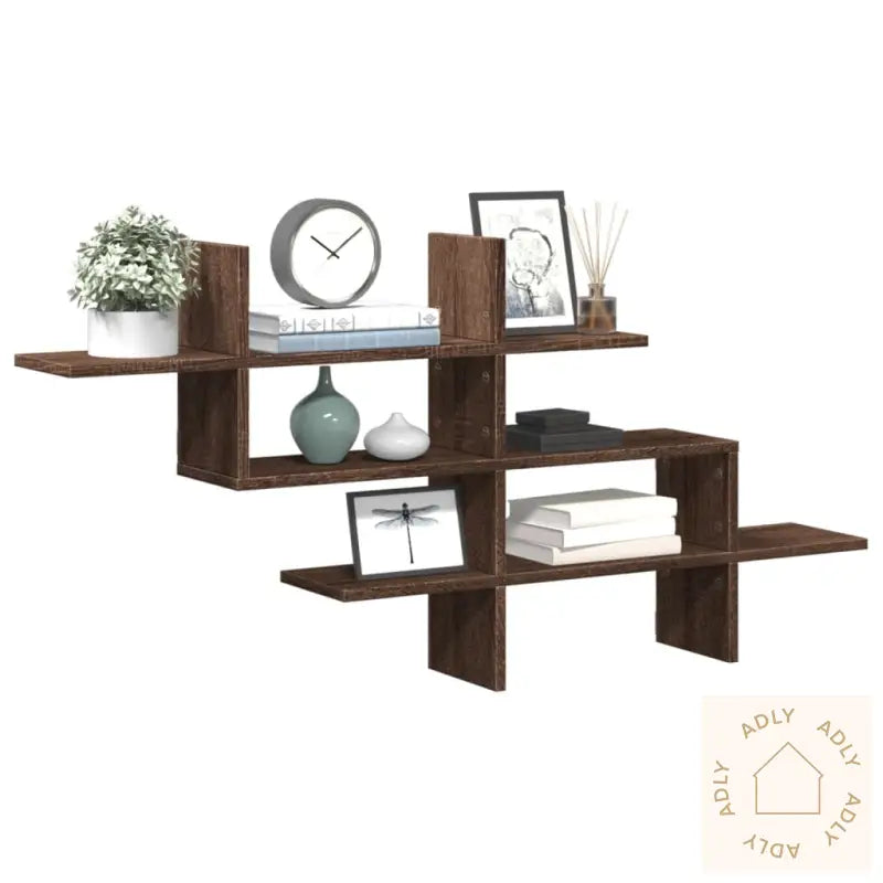 Vegghylle Brun Eik 124,5X18X60,5 Cm Konstruert Tre