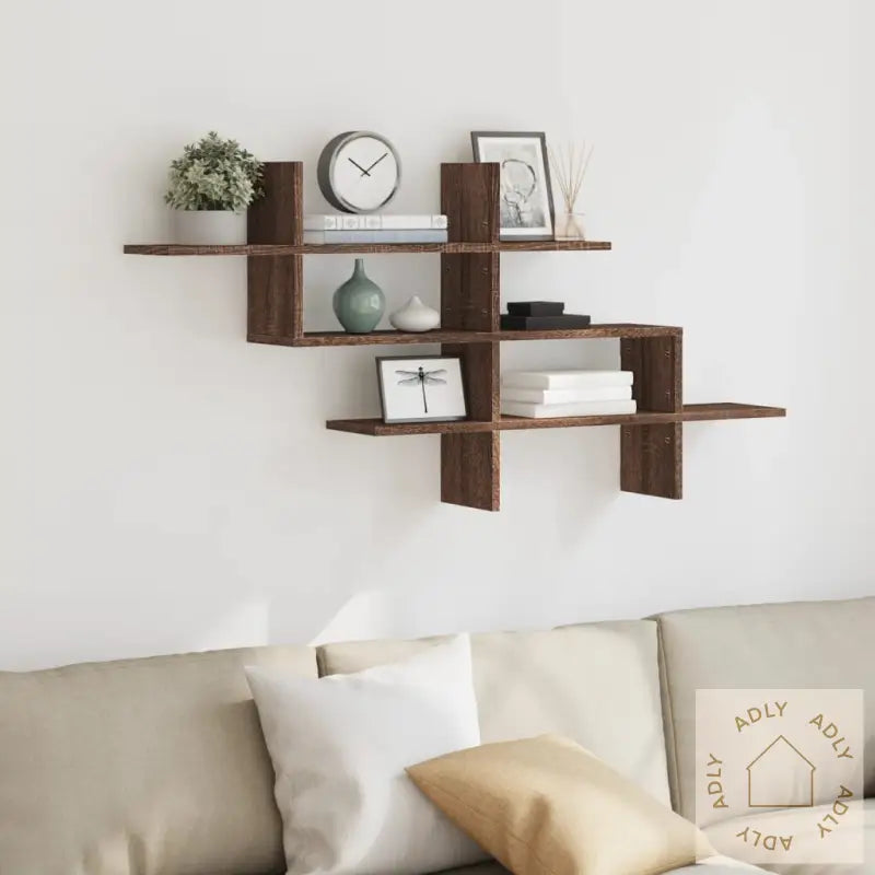 Vegghylle Brun Eik 124,5X18X60,5 Cm Konstruert Tre