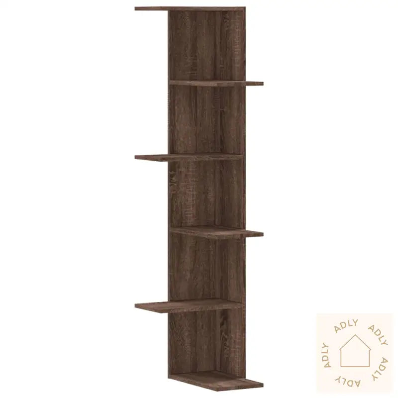 Veggmontert Hjørnehylle Brun Eik 36,5X36,5X140Cm Konstruert Tre
