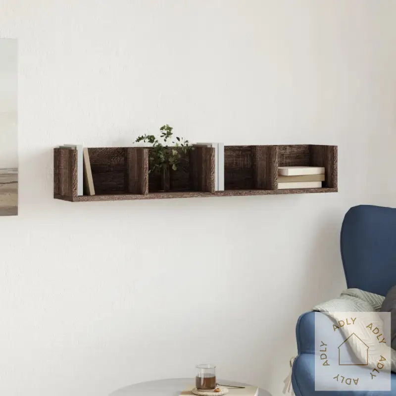 Veggskap Brun Eik 99X18X16,5 Cm Konstruert Tre