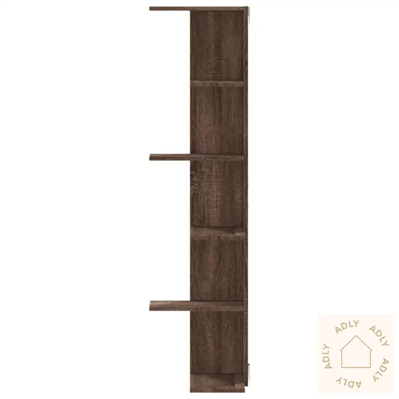 Veggmontert Hjørnehylle Brun Eik 36,5X36,5X140Cm Konstruert Tre