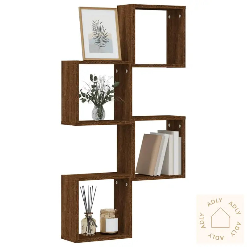 Vegghyller Kubeformet 4 Stk Brun Eik 30X15X30 Cm