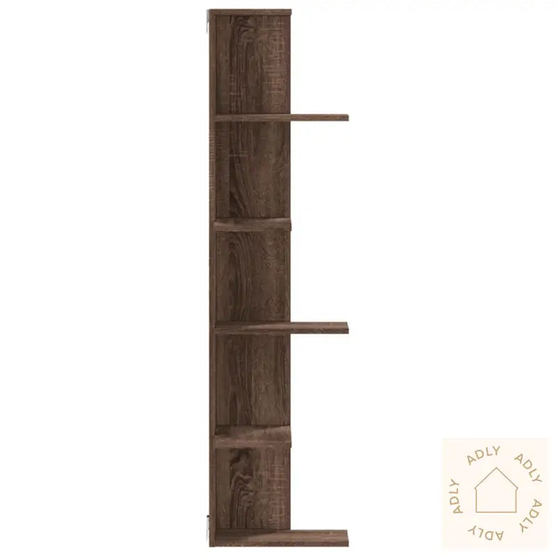 Veggmontert Hjørnehylle Brun Eik 36,5X36,5X140Cm Konstruert Tre