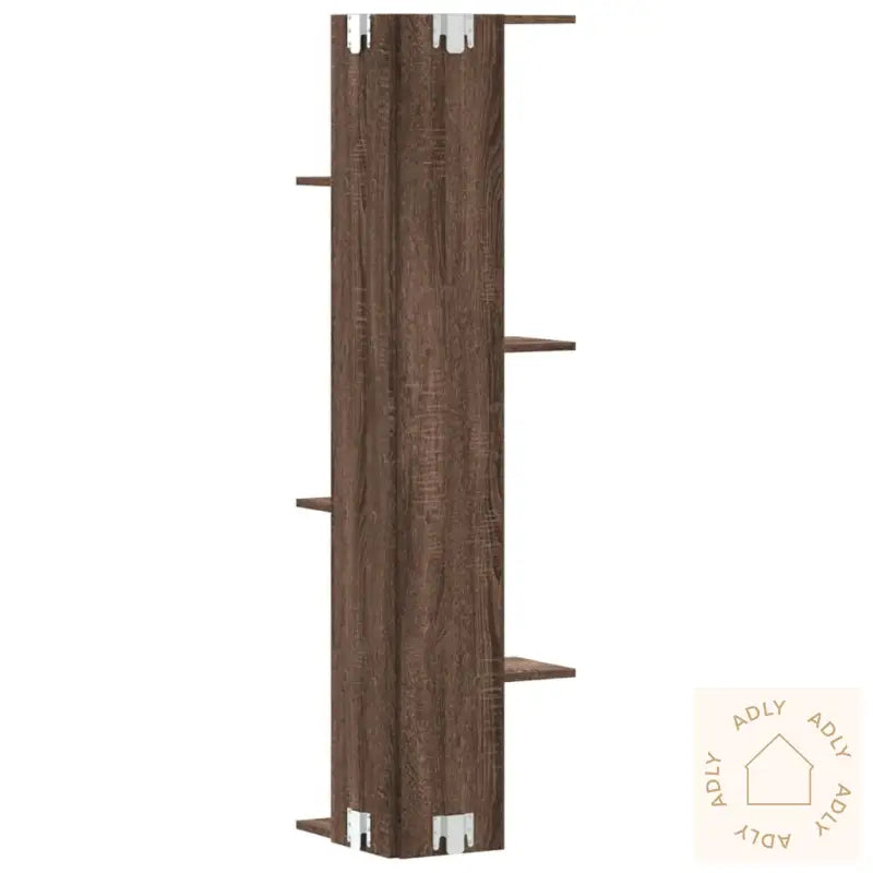Veggmontert Hjørnehylle Brun Eik 36,5X36,5X140Cm Konstruert Tre