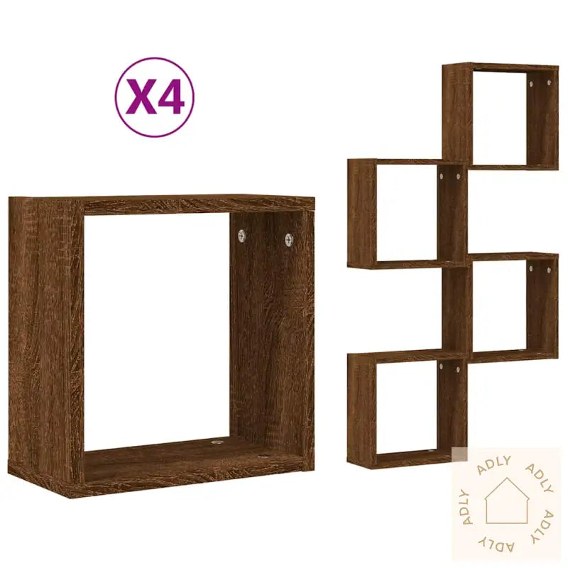 Vegghyller Kubeformet 4 Stk Brun Eik 30X15X30 Cm