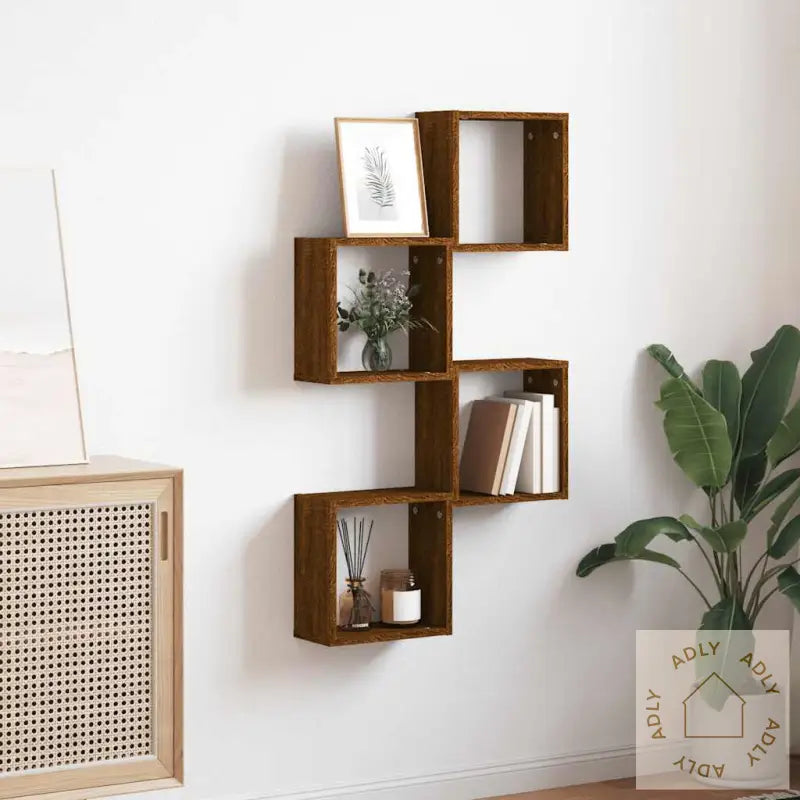 Vegghyller Kubeformet 4 Stk Brun Eik 30X15X30 Cm