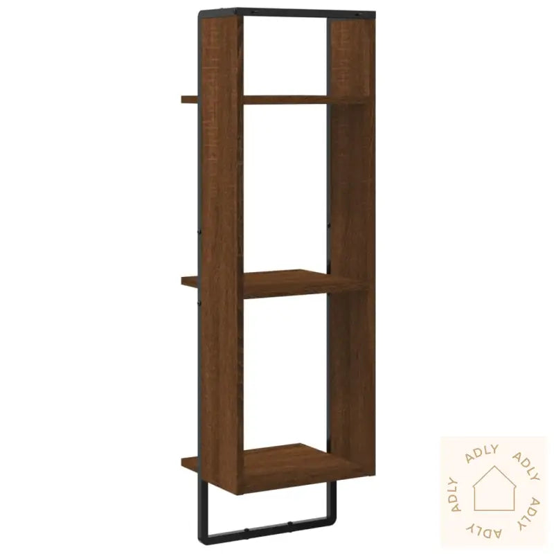 Vegghylle 3 Etasjer Brun Eik 30X25X100 Cm Konstruert Tre