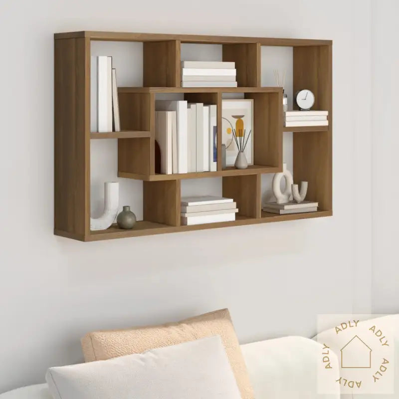 Vegghylle Brun Eik 85X16X52,5 Cm Konstruert Tre