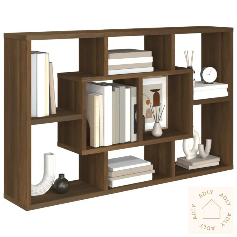 Vegghylle Brun Eik 85X16X52,5 Cm Konstruert Tre