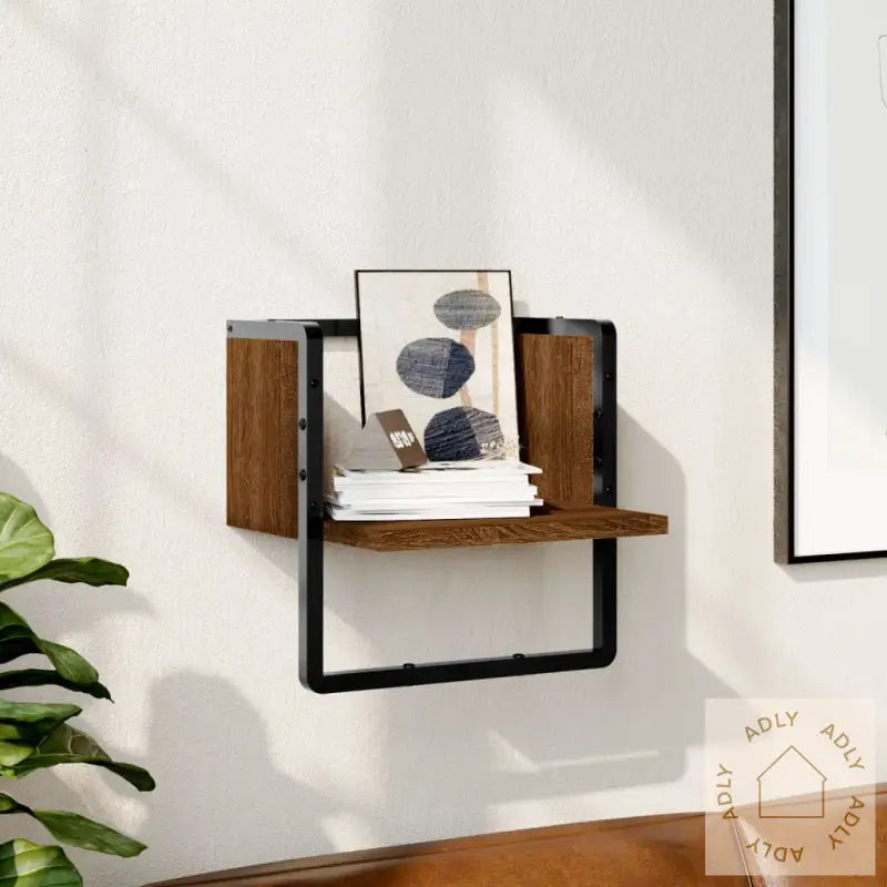 Vegghylle Med Stang Brun Eik 30X25X30 Cm