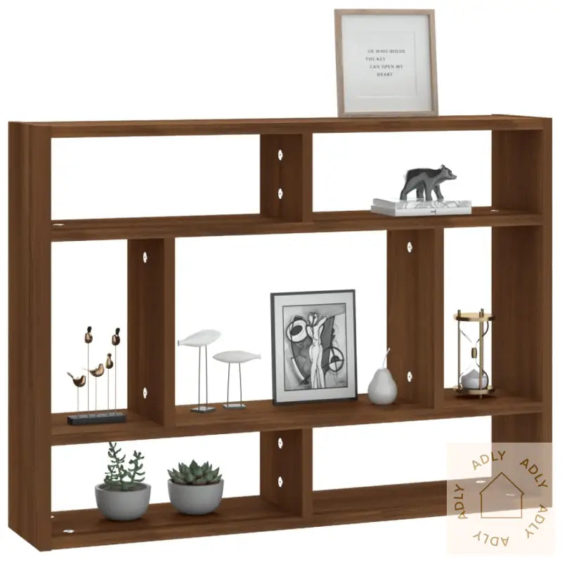Vegghylle Brun Eik 75X16X55 Cm Konstruert Tre