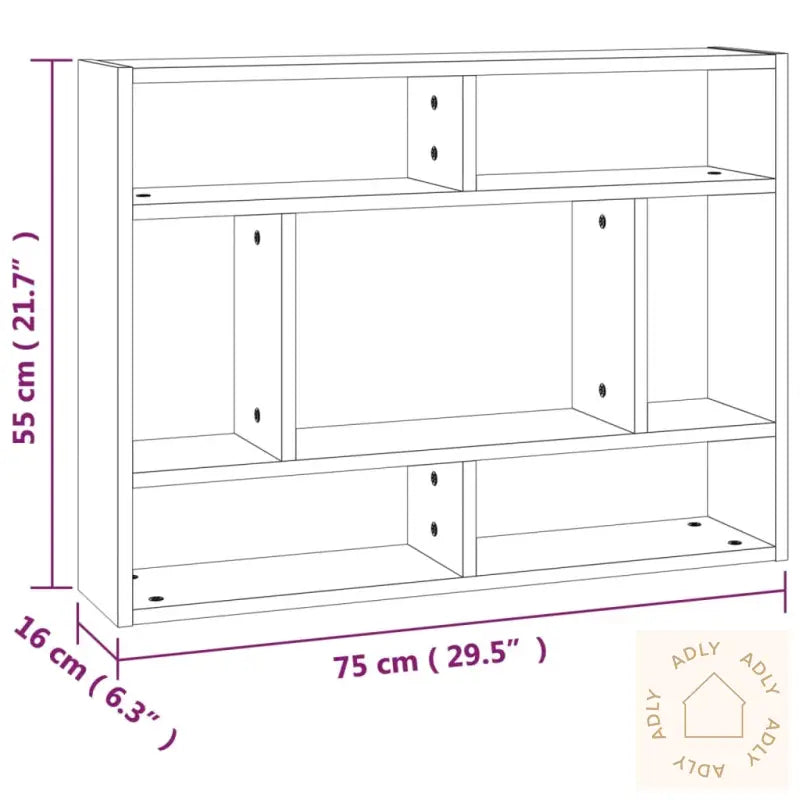 Vegghylle Brun Eik 75X16X55 Cm Konstruert Tre