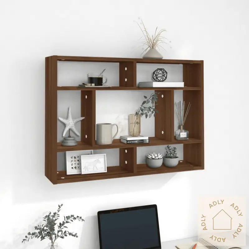 Vegghylle Brun Eik 75X16X55 Cm Konstruert Tre