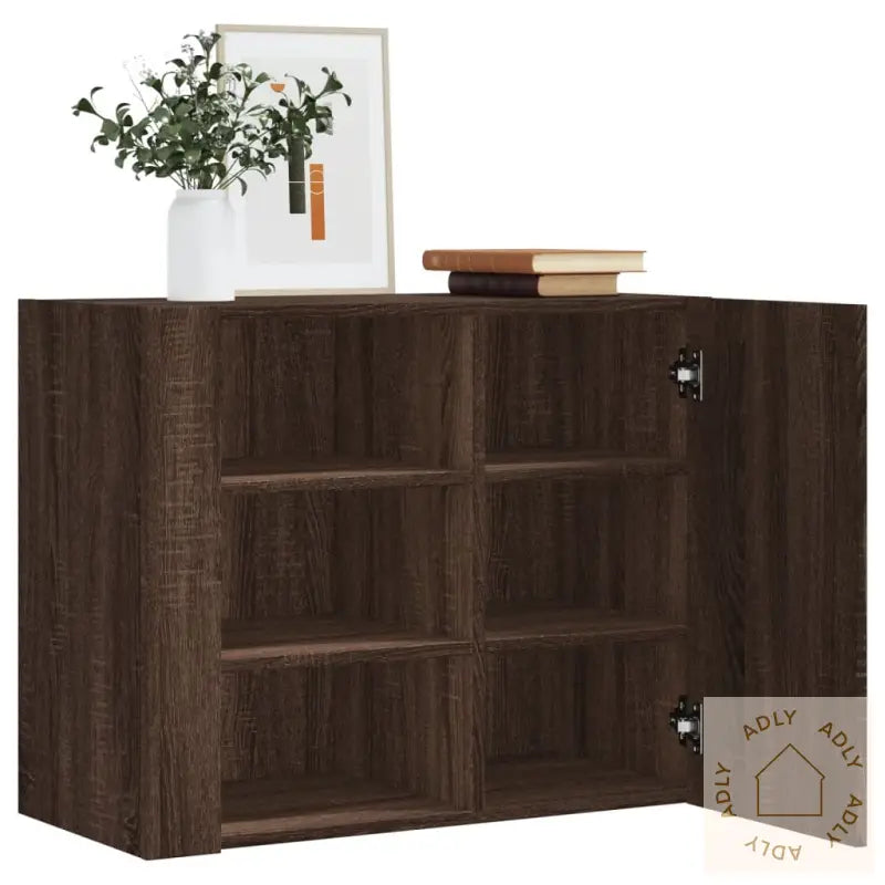Veggskap Brun Eik 75X35X60 Cm Konstruert Tre