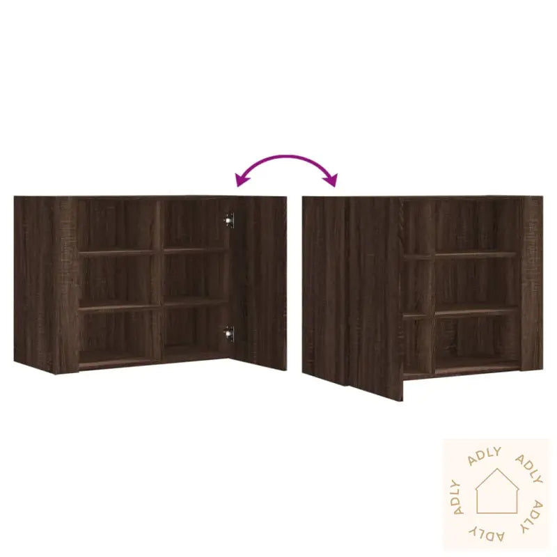 Veggskap Brun Eik 75X35X60 Cm Konstruert Tre