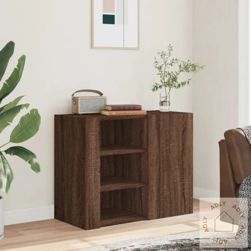 Veggskap Brun Eik 75X35X60 Cm Konstruert Tre