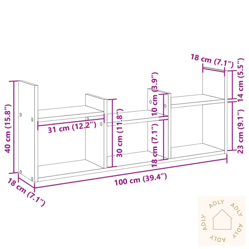 Veggskap 100X18X40 Cm Brun Eik Konstruert Tre