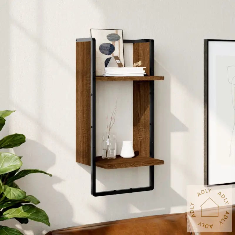 Vegghylle Med Stang Brun Eik 30X25X65 Cm