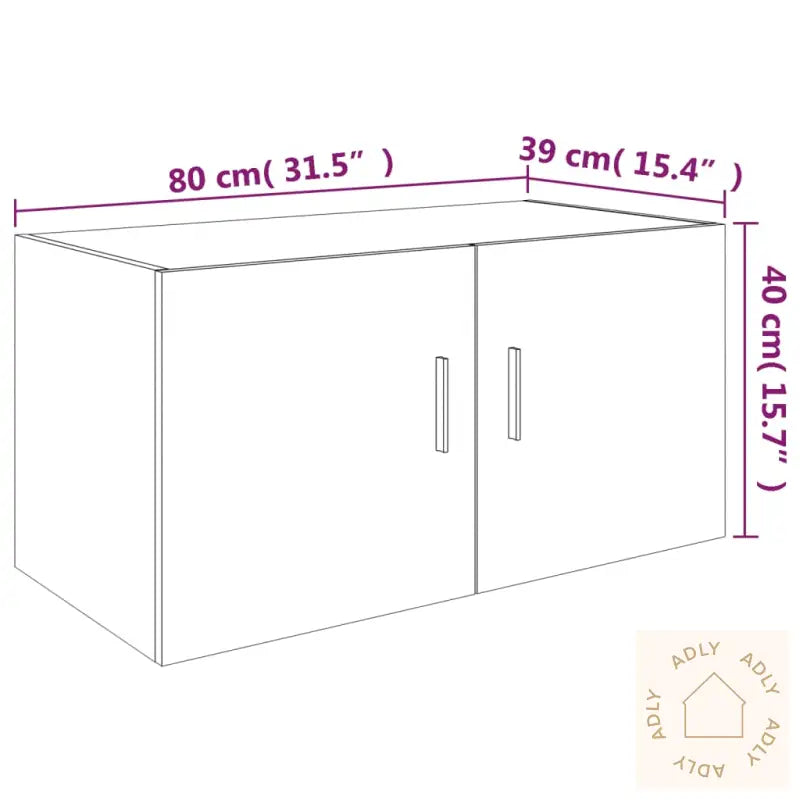 Veggskap Brun Eik 80X39X40 Cm Konstruert Tre