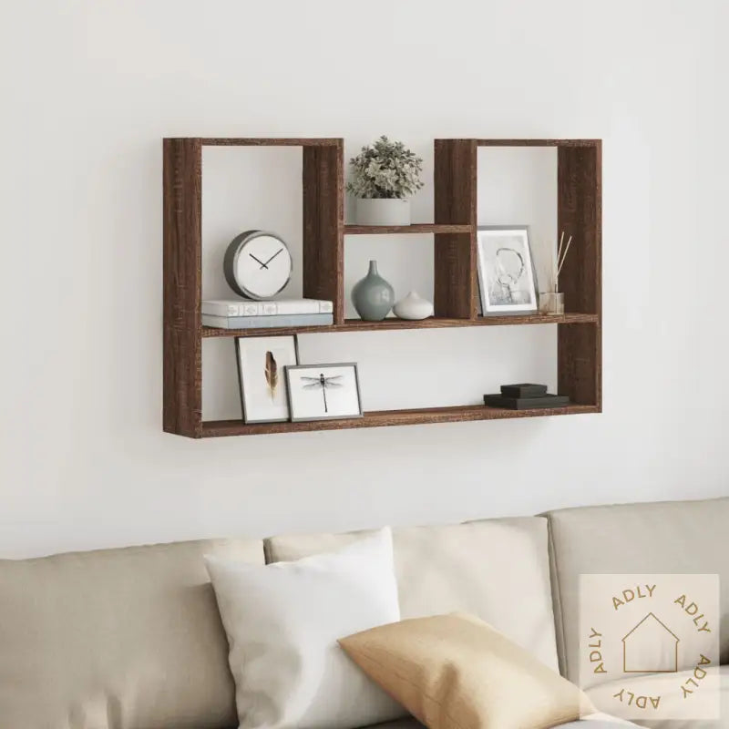 Vegghylle Brun Eik 99X15X60 Cm Konstruert Tre