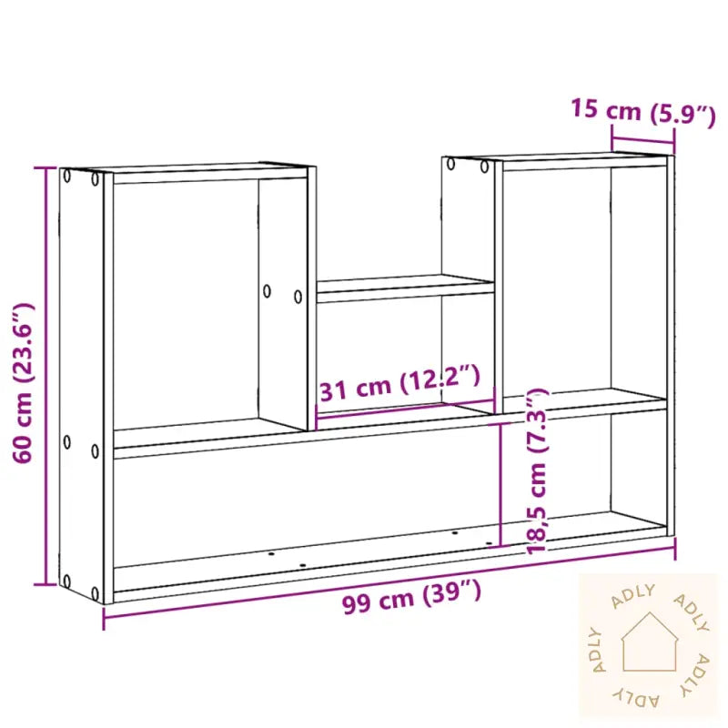 Vegghylle Brun Eik 99X15X60 Cm Konstruert Tre
