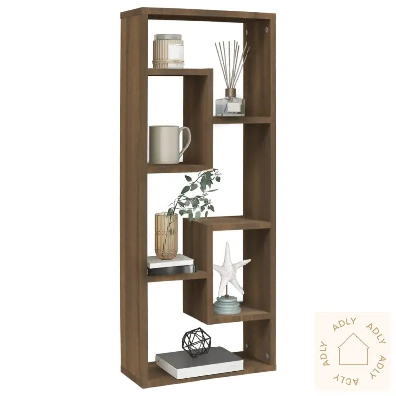 Vegghylle Brun Eik 36X16X90 Cm Konstruert Tre