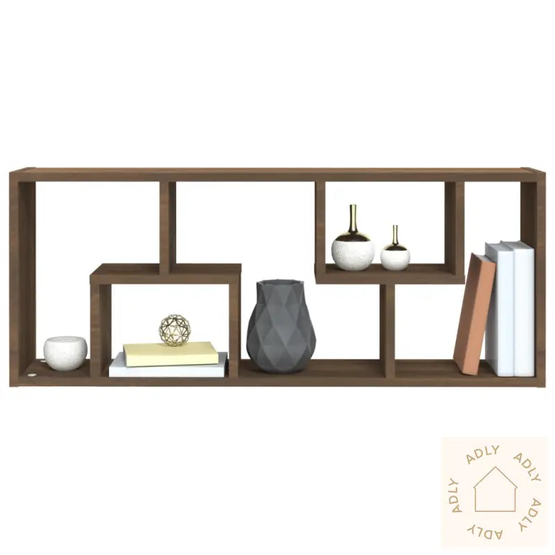 Vegghylle Brun Eik 36X16X90 Cm Konstruert Tre