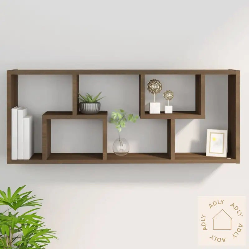 Vegghylle Brun Eik 36X16X90 Cm Konstruert Tre