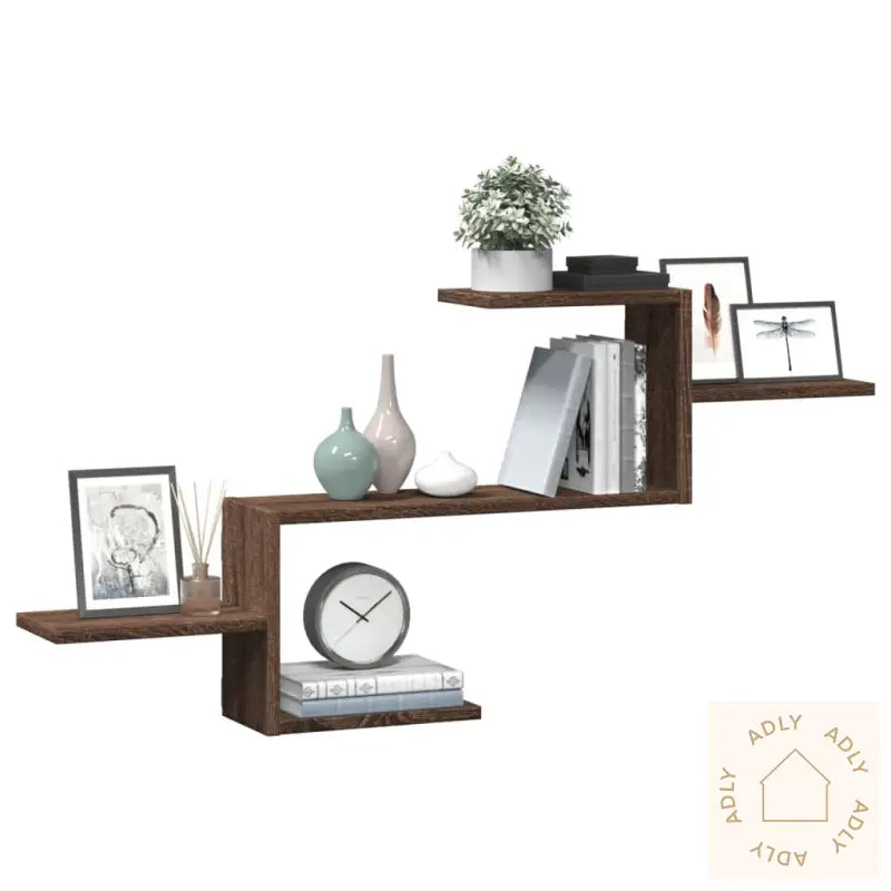 Vegghylle Brun Eik 104X15X49 Cm Konstruert Tre