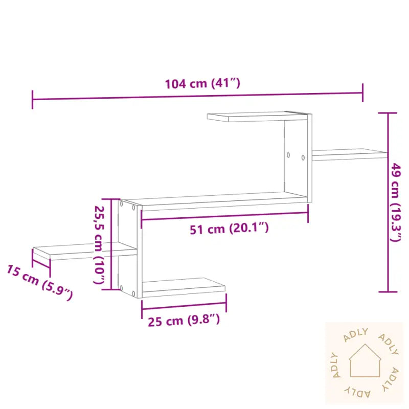 Vegghylle Brun Eik 104X15X49 Cm Konstruert Tre