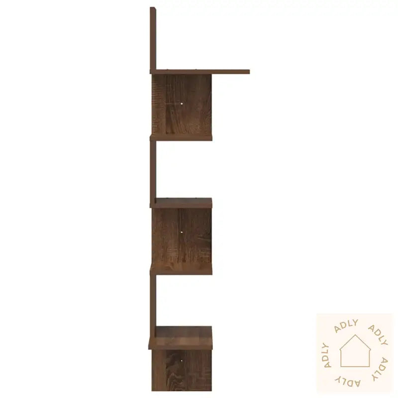 Veggmontert Hjørnehylle Brun Eik 32X32X127,5 Cm Konstruert Tre