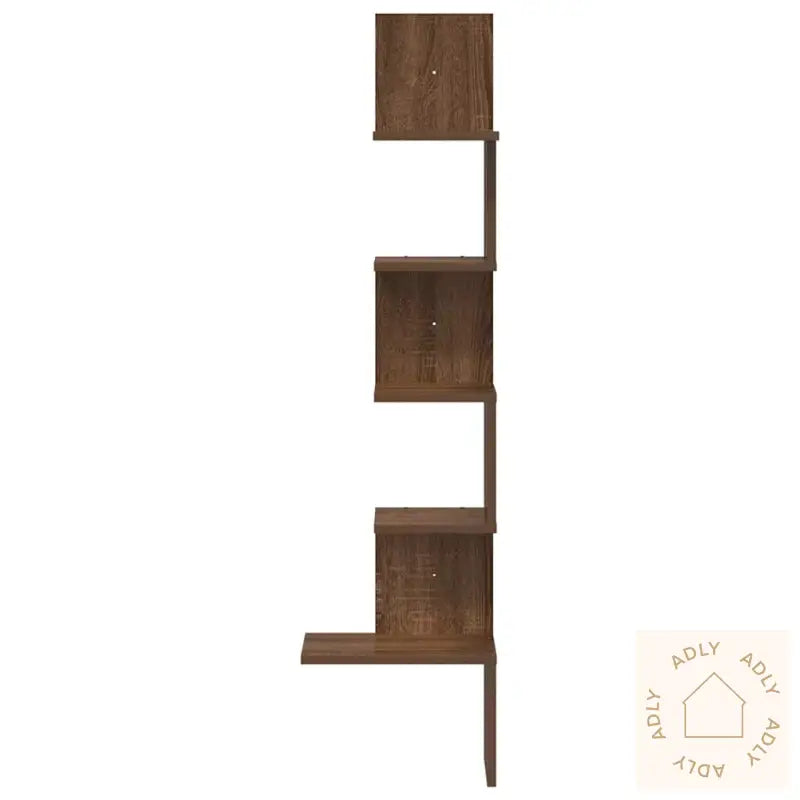 Veggmontert Hjørnehylle Brun Eik 32X32X127,5 Cm Konstruert Tre