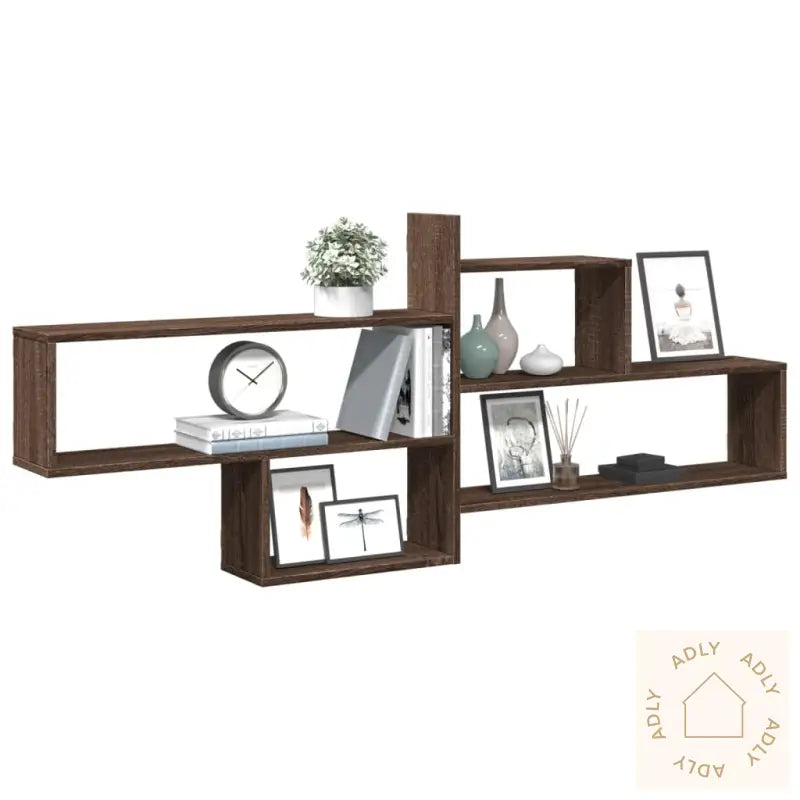 Vegghylle Brun Eik 167,5X18X68 Cm Konstruert Tre