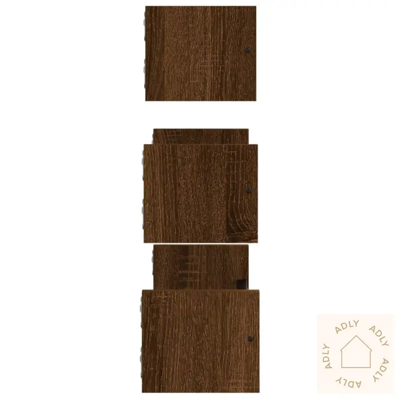 Vegghyllesett Med Stenger 3 Stk Brun Eik Konstruert Tre