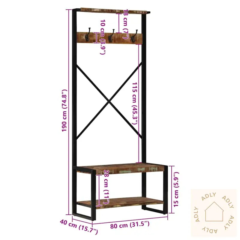 Klesstativ Flerfarget 80X40X190 Cm Gjenvunnet Heltre