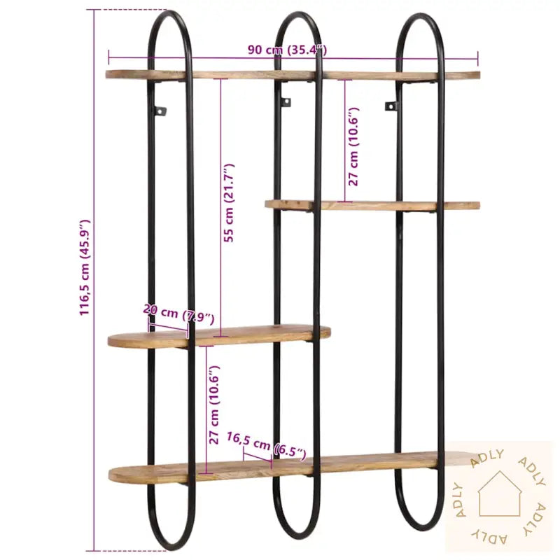 Vegghylle 90X20X116,5 Cm Grovt Heltre Mangotre