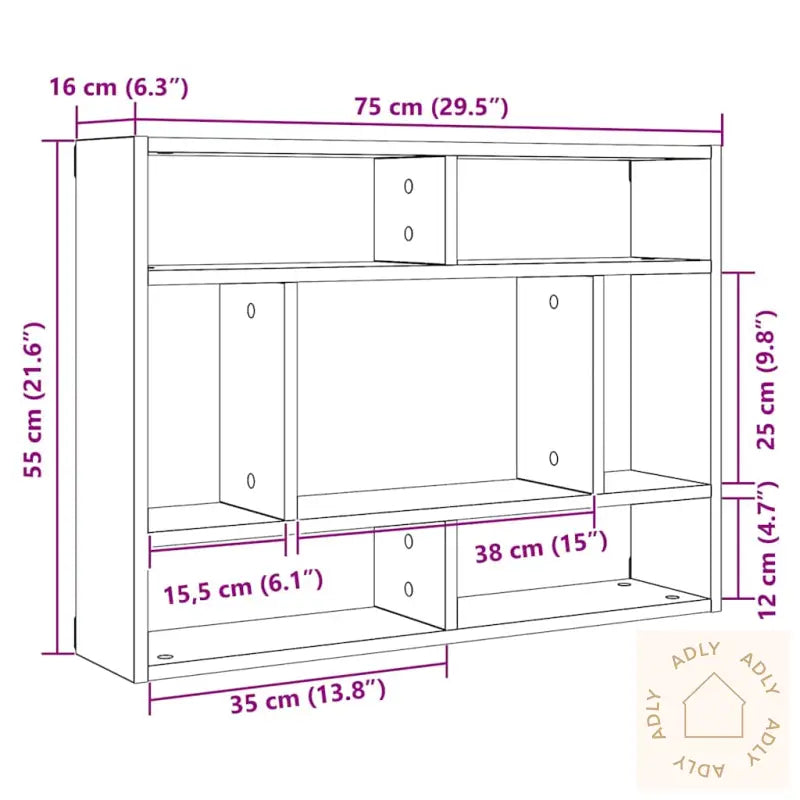 Vegghylle Artisan Eik 75X16X55 Cm Konstruert Tre