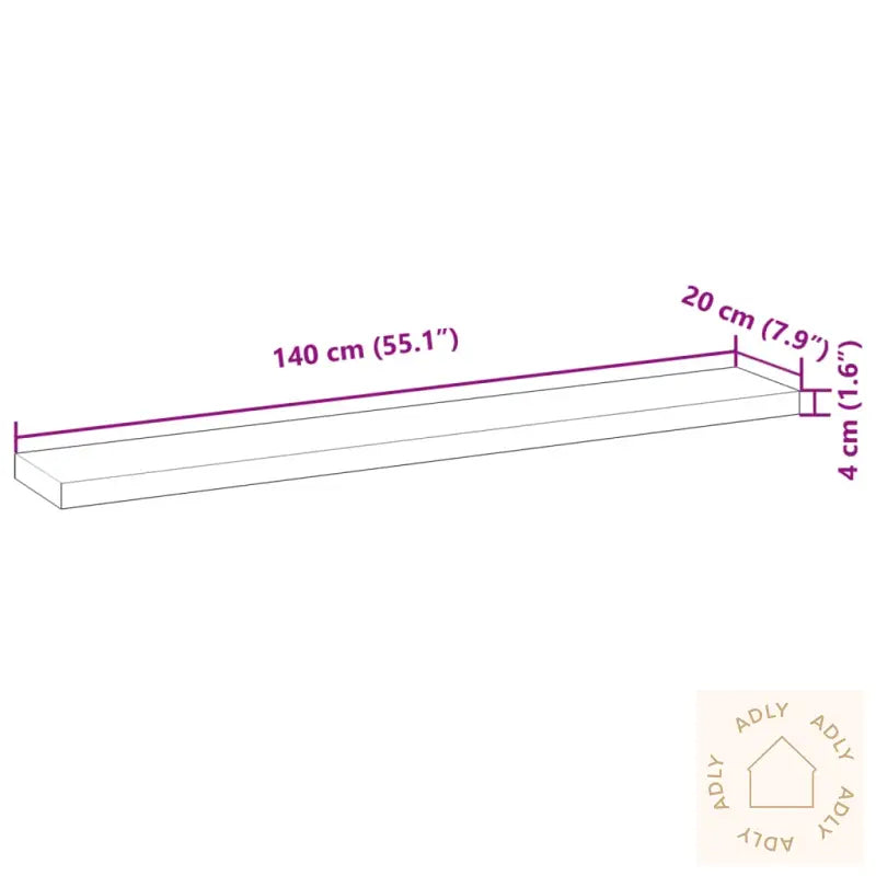 Flytende Hylle 140X20X4 Cm Ubehandlet Heltre Akasie