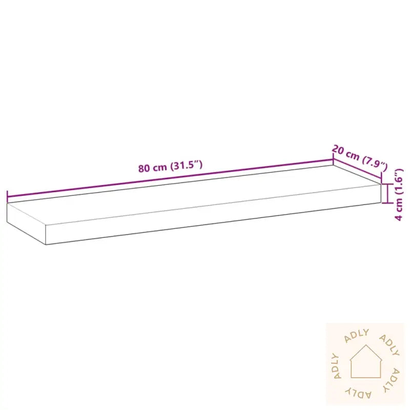 Flytende Hylle 80X20X4 Cm Ubehandlet Heltre Akasie
