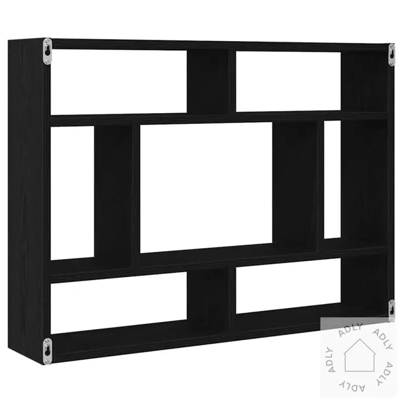 Vegghylle Svart Eik 75X16X55 Cm Konstruert Tre