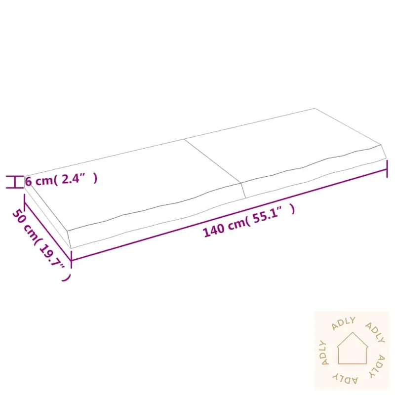 Rectangular pute med naturlig kant, rustikk stil, heltre eik materiale