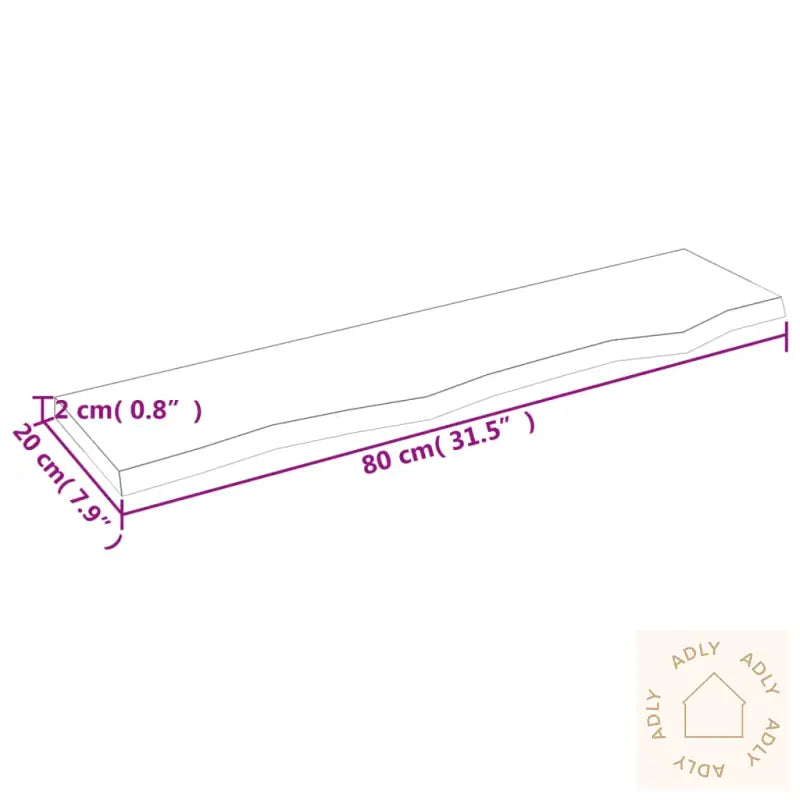 Vegghylle 80X20X2 Cm Ubehandlet Heltre Eik